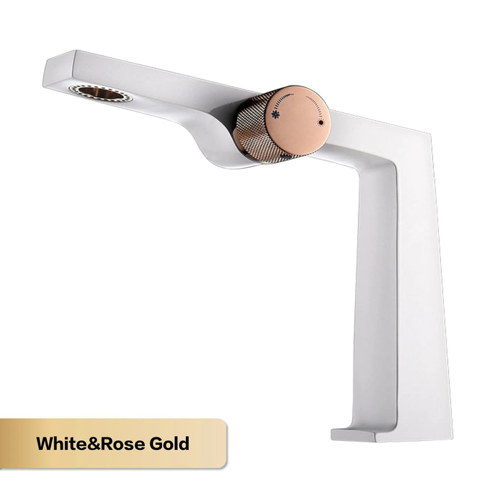 Luxury brass rose gold bathroom faucet with simple design, one hole single handle cold and hot dual control basin Tap