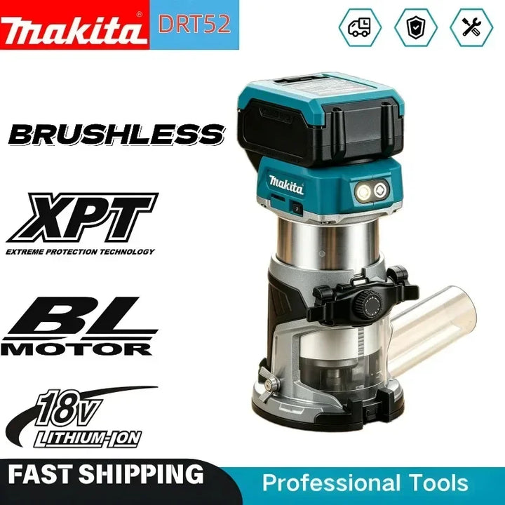 Makita DRT52 18V LXT Brushless Trim Lith‑ion Powered Woodworking Milling Tool 6.0Ah Battery For Wood Edge Trimming & Grooving