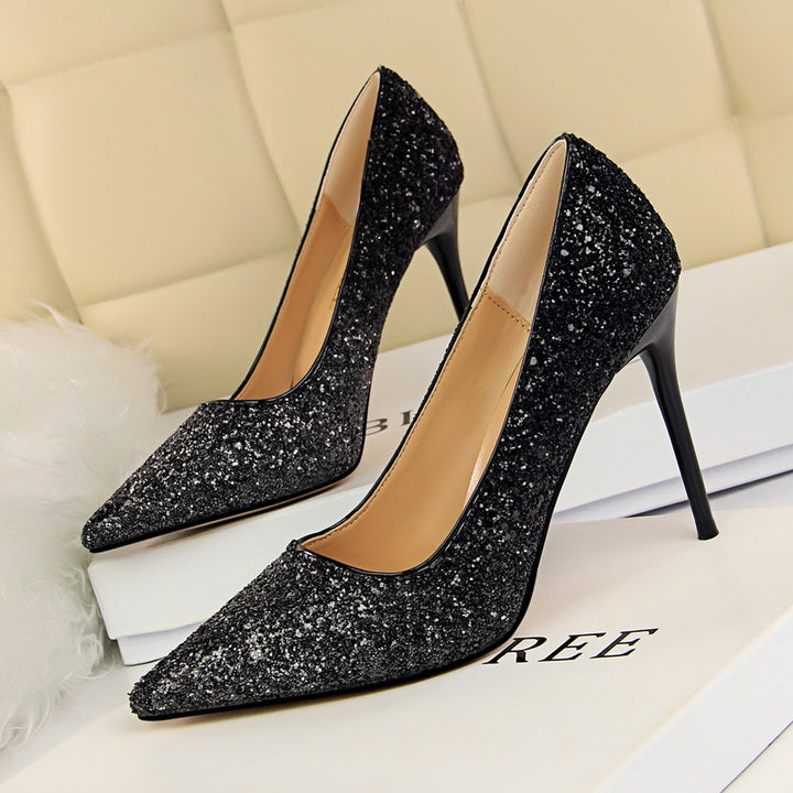 Women 7cm 9.5cm High Heels Bling Pumps Sparkly Heels