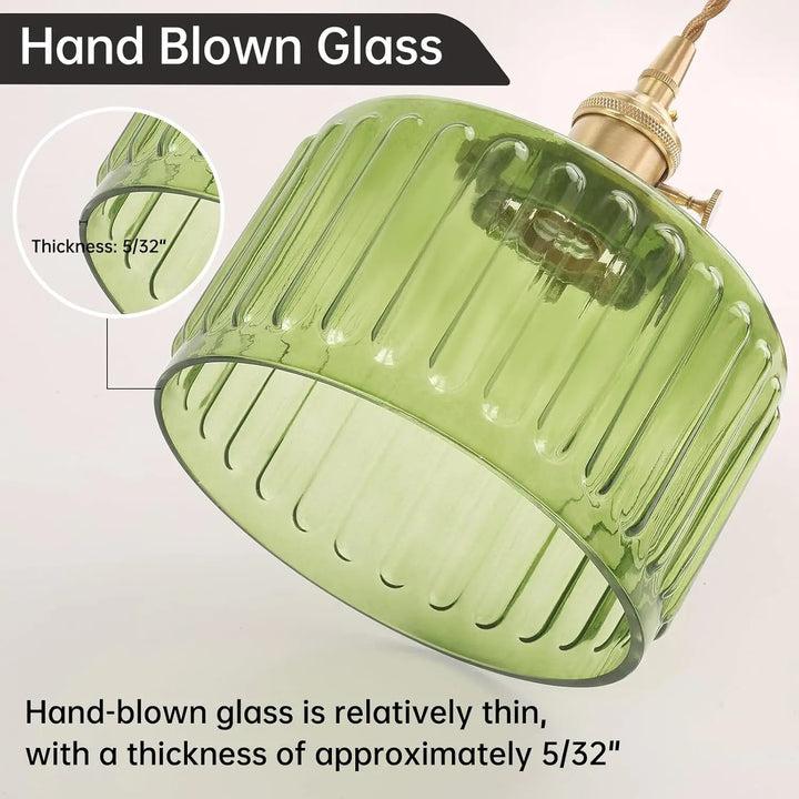 Hanging lamp glass pendant light E27 striped pendant light suitable for dining rooms, kitchens, cafes, bedside pendant lights