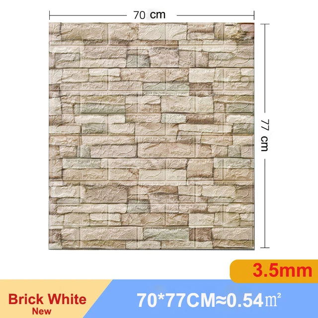 10Pcs Self-Adhesive 3D Wall Sticker DIY Brick Stickers Home Kids Room Kitchen Ceiling Decor No Odor No Pollution Wallpaper 70X77