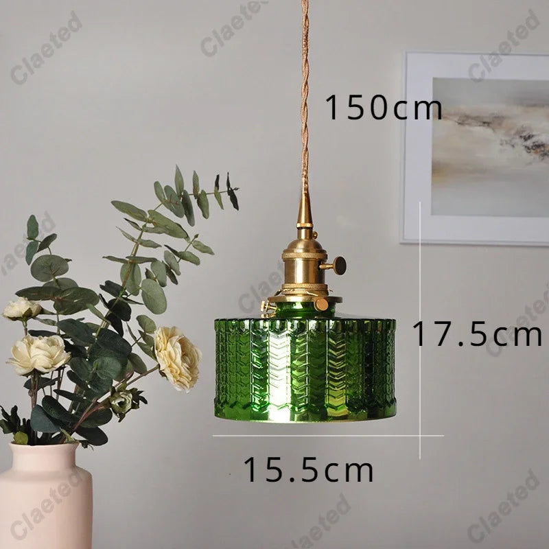 IWHD Modern Copper Glass LED Pendant Lamp Switch Living Room Bedroom Green Amber White Nordic Hanging Lights