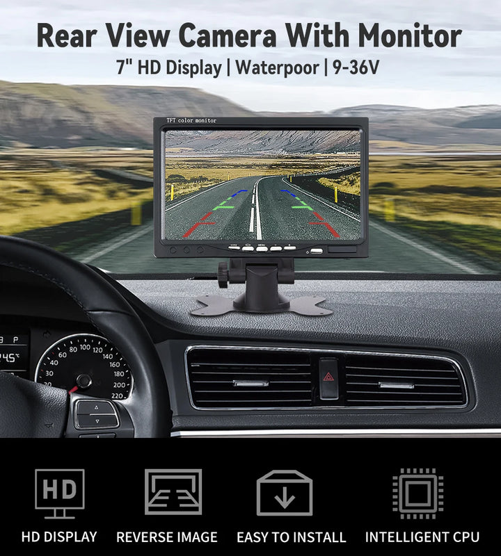 Backup Camera 7" HD TFT LCD Vehicle Rear View Monitor Waterproof Back Up Camera Night Vision for Truck RV