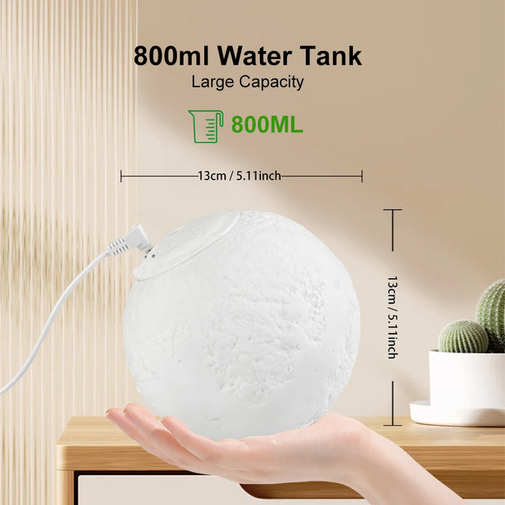 800ml Moon Essential Oil Aroma Diffuser USB Power Cord Ultrasonic Noiseless Cool Mist  Adjustable Color Lights Air Humidifier