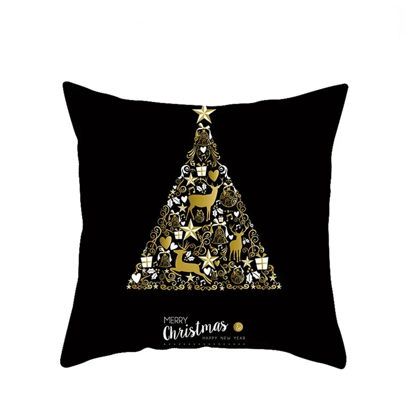 1pcs/set Christmas Black Gold Cushion Cover Merry Christmas Decorations for Home