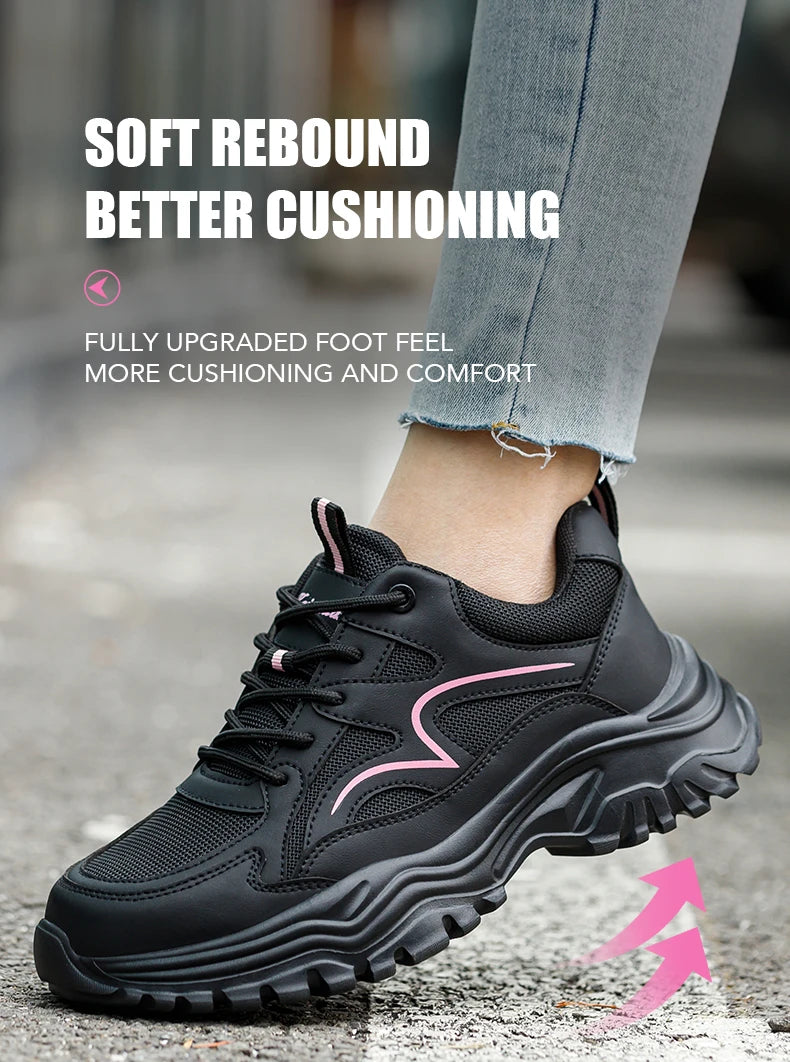Safety Shoes Women Work Sneakers Structured Shoes Pneumatic-Proof Protective Shoes Work Boots Steel Toe Female Platform Shoes