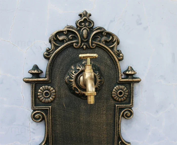 Antique Gold Cast Iron Wall Mounted Hand Sink Farm House Home Garden Decor Heavy Metal Wash Stand Handmade Wall Decor Wash Basin