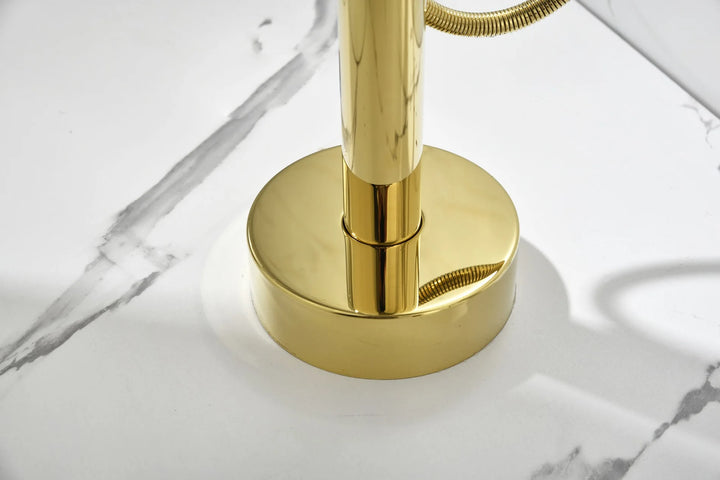 Floor Stand Waterfall Bathtub Faucet Solid Brass Bathroom Bathtub Water Mixer with Hand Shower in Brushed Rose Gold, Black, Gold