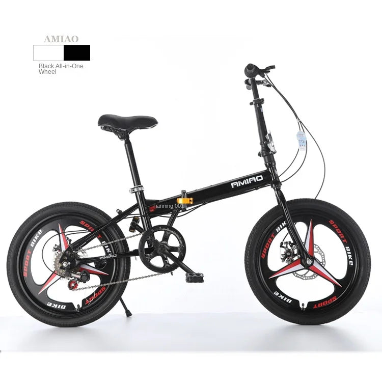 Adult Folding Bicycle Ultra Lightweight Wholesale Student Bicycle Disc Brake Variable Speed Commuting Bike 20 Inches Camping