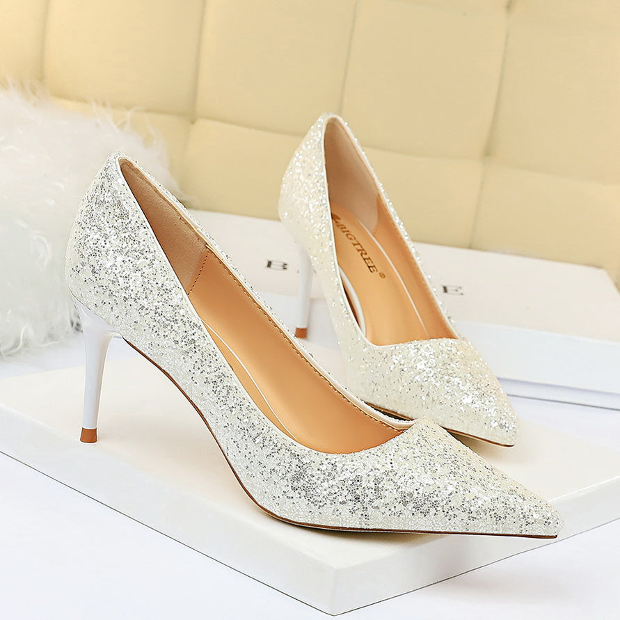 Women 7cm 9.5cm High Heels Bling Pumps Sparkly Heels