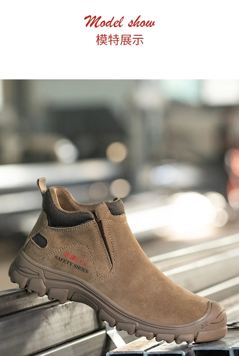 Mens Steel Toe Safety Shoes Breathable Soft Non Slip Work Boots Protective Comfortable Footwear for Men Insulation 6KV Shoes