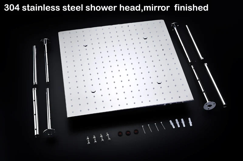 hm Modern LED Shower Set 20Inch Ceiling Mist Rainfall Shower Head System Bathroom Thermostatic Shower Faucets Massage Body Jets
