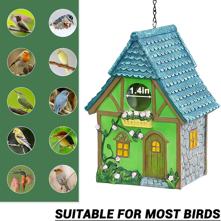 Outdoor Birdhouse Resin Garden Decoration Hanging Cabin Suitable for Small Birds Birdhouse