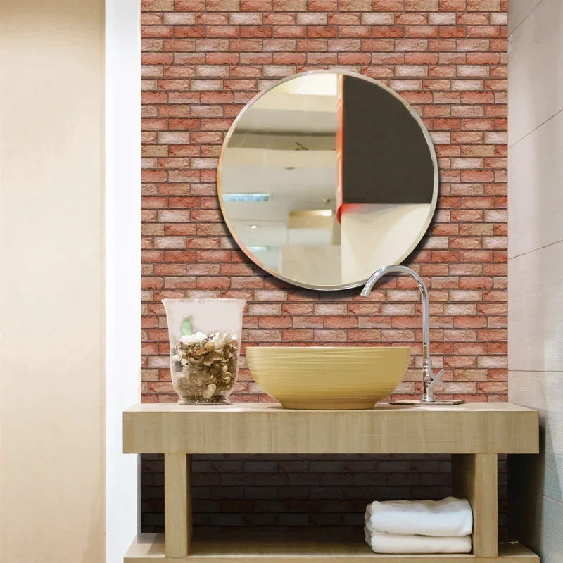 3D Foam Wall Stickers 10PCS Self Adhesive Retro Sticker Decor Subway Tile Brick Wallpaper for Bathroom Fireplace Interior Decor