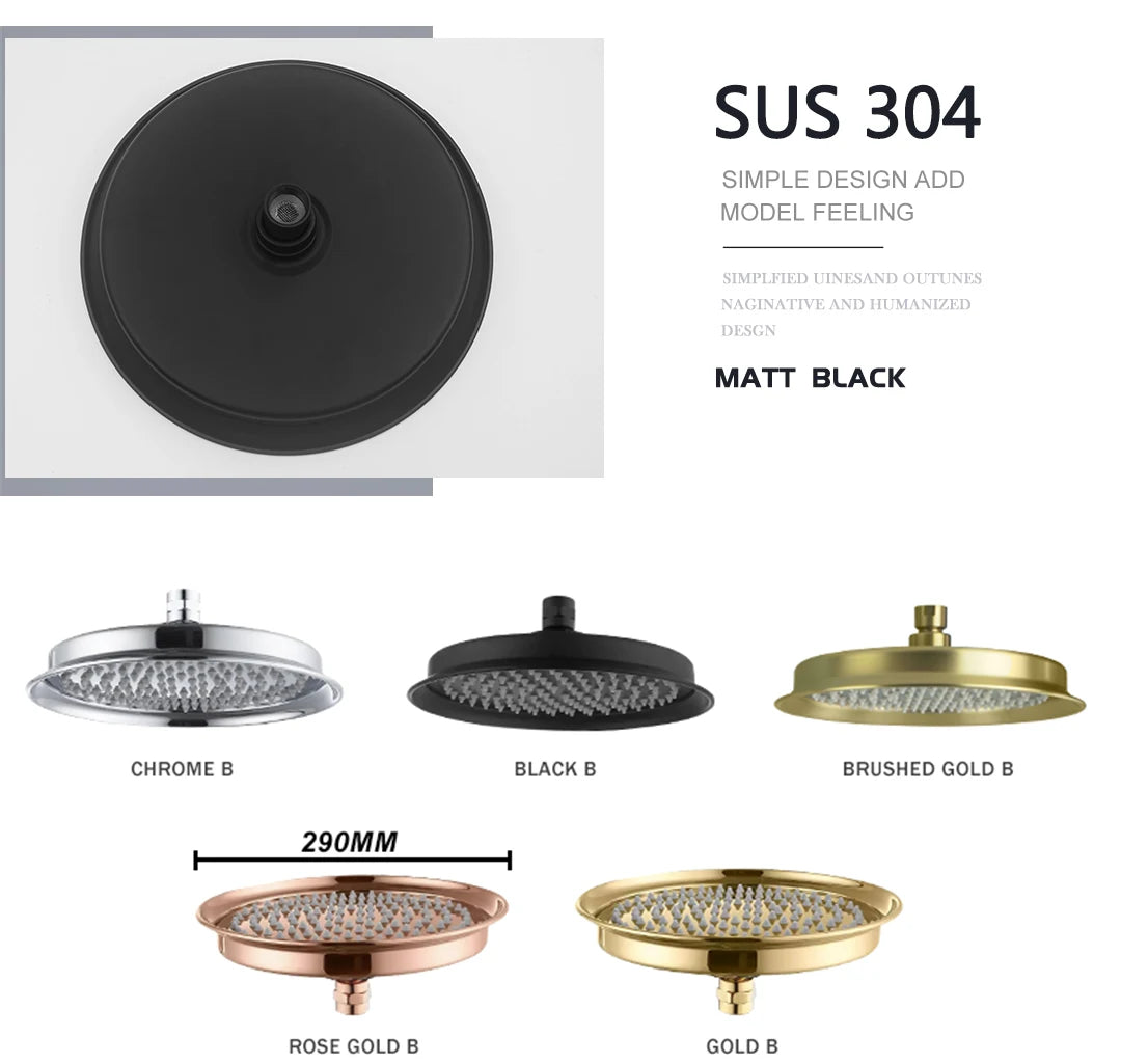 Brass Golden Rainfall Shower Head Rose Gold Handheld Shower Bathroom