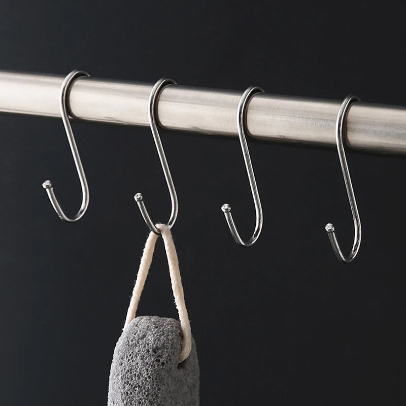 3/10pcs Stainless Steel S-Shape Hook Multi-function Kitchen Bedroom Railing S Hanger Clasp Holder Hooks Hanging Clothes Rack