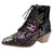 Women Luxury Silk Embroidered Lace Up  Ankle Boots Autumn/Winter