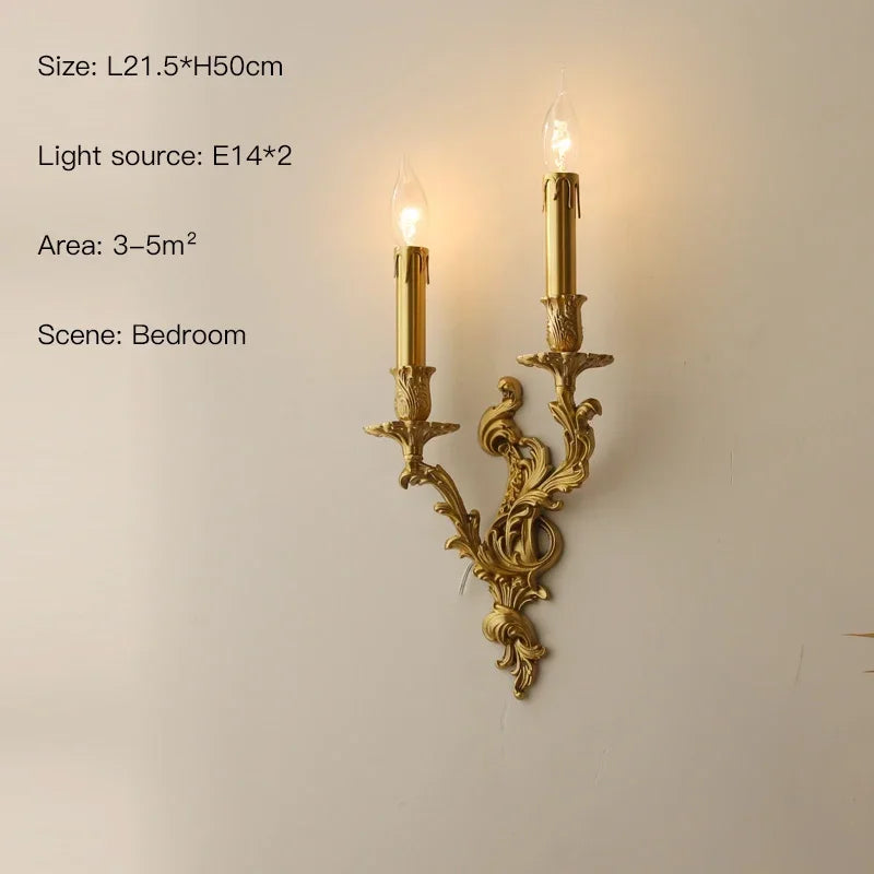 Nordic Copper Wall Lamps Living Dining Room Bedroom Bedsides Lights Corridor Retro Loft Villa Home Decor