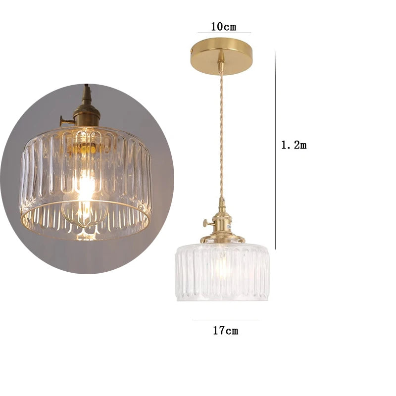 Suspension Green Stripe Glass Chandelier E27 Restaurant Pendant Light For Dining Room Kitchen Cafe Bedside Hanging Lamp Fixtures