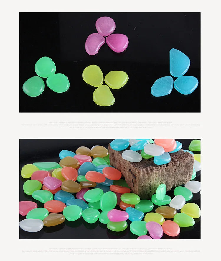 Luminous Pebbles Mix Colorful Glow in The Dark Rocks Outdoor Decor Stones for Fish Tank Planter Garden Yard Walkway Patio