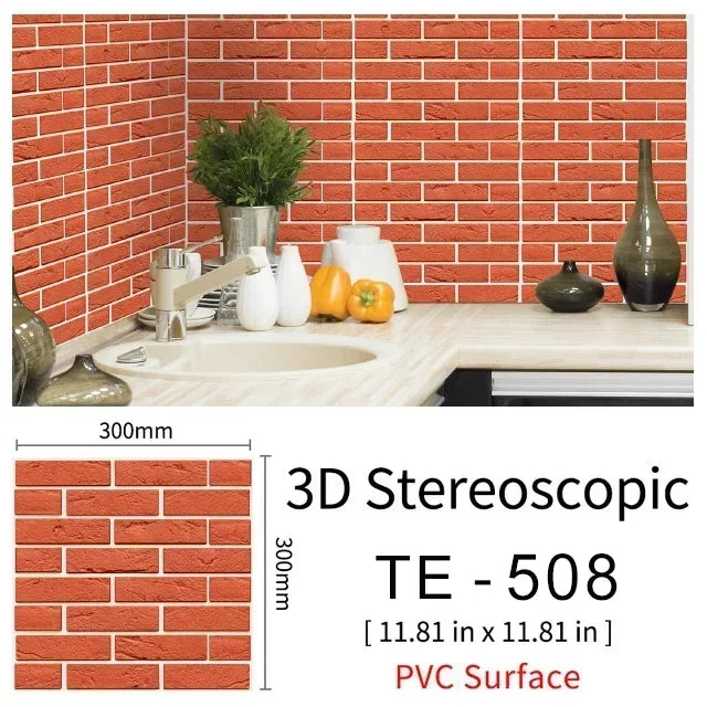 10/20PCS Imitation Brick Tile cobblestone Wall Stickers Water and Oil Proof for Kitchen Restaurant Tea room Relaxation area etc.