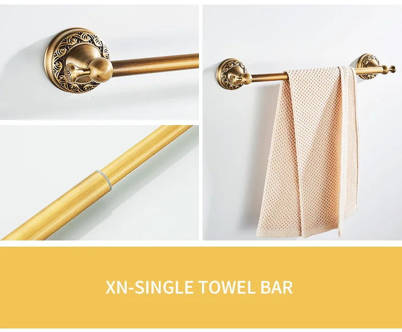 ELLEN Antique Bronze Bathroom Hardware Set Adjust Towel Rack Towel Holder Toilet Paper Holder Robe Hook EL2001A