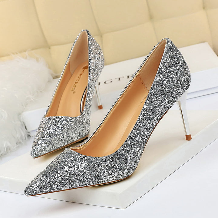 Women 7cm 9.5cm High Heels Bling Pumps Sparkly Heels