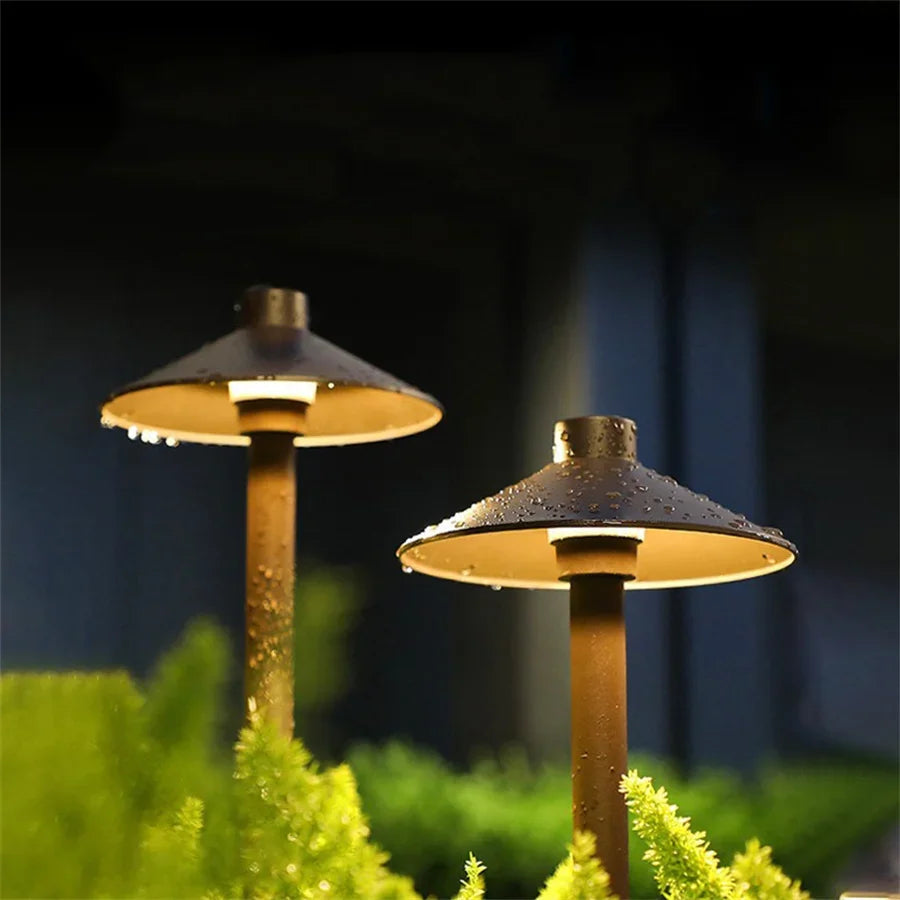 Waterproof Mushroom LED Lawn Light Outdoor Landscape Pathway Post Lamps With insert Aluminum Villa Pole Pillar Lamps