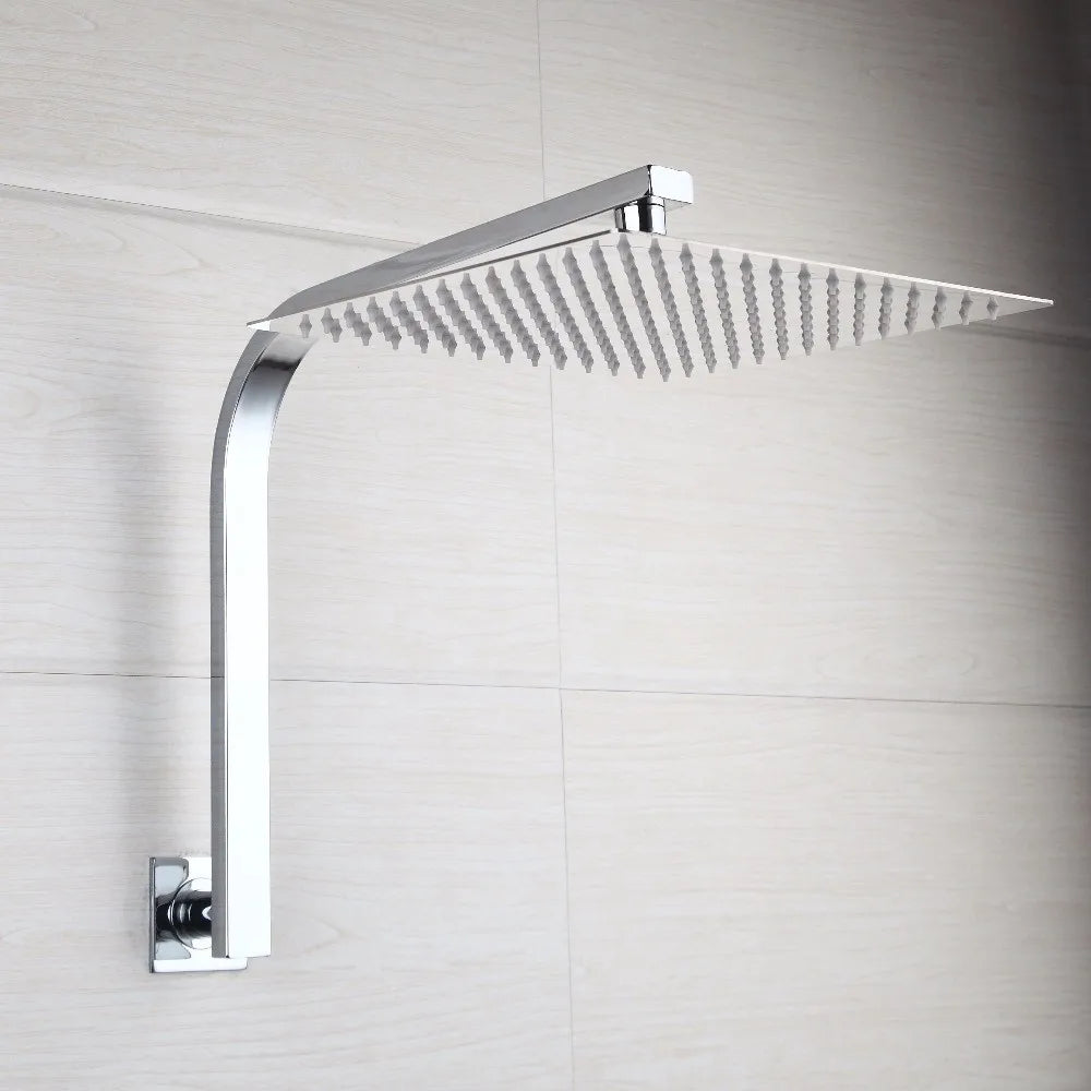 Torayvino Bathroom Shower Set LED Square Rainfall Shower Head Wall Mounted W/ Control Valve Hand Sprayer Chrome Polished Kit