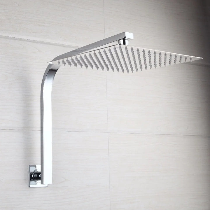 Torayvino Bathroom Shower Set LED Square Rainfall Shower Head Wall Mounted W/ Control Valve Hand Sprayer Chrome Polished Kit