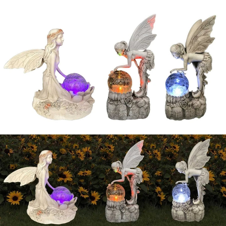 Fairy Garden Solar Flashing LED  Resin Garden Statue Outdoor Decoration