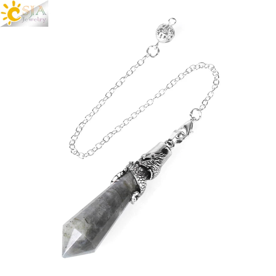 CSJA Dragon Crystals Pendulums for Dowsing Natural Stone Quartz Pendant Divination Pendulum 12 Faceted Balancing Pendulo H024
