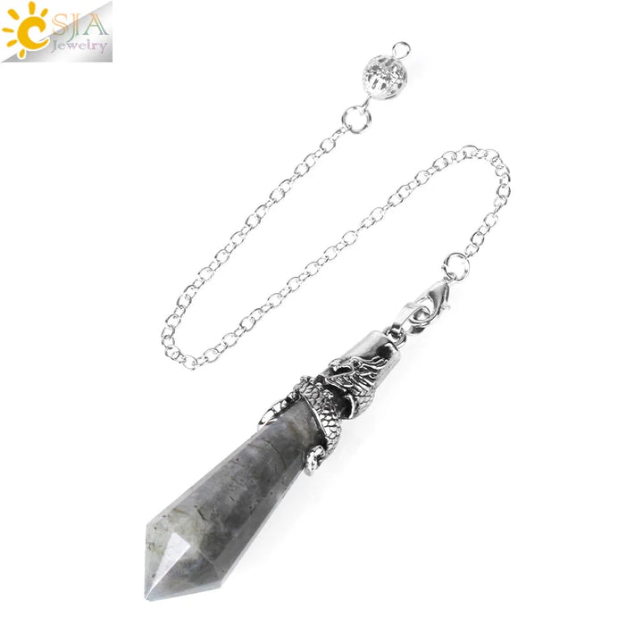 CSJA Dragon Crystals Pendulums for Dowsing Natural Stone Quartz Pendant Divination Pendulum 12 Faceted Balancing Pendulo H024