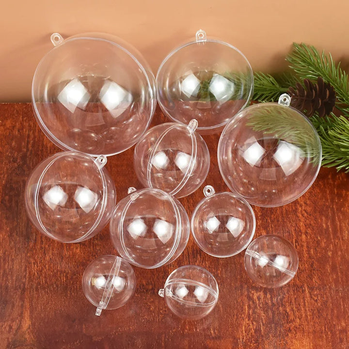 4-10CM Christmas Transparent Ball Plastic Fillable Bauble Xmas Tree Hanging Ornaments Decoration