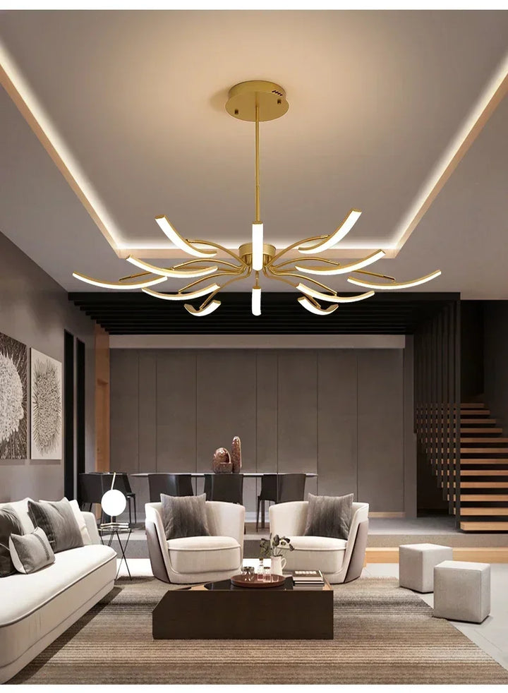 Modern Black Gold Dimming Pendant Light Nordic Creative LED Ceiling Chandeliers For Living Room Home Decor Light Fixtures