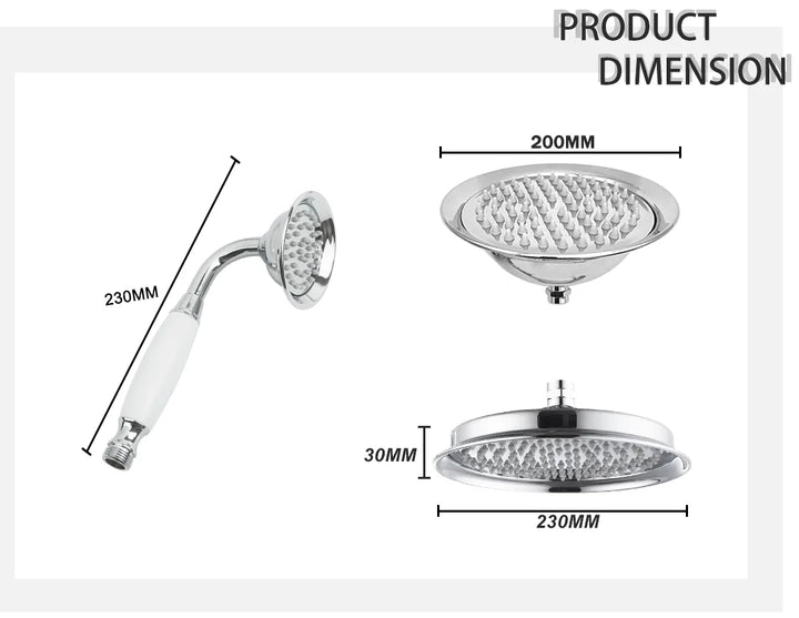 Brass Golden Rainfall Shower Head Rose Gold Handheld Shower Bathroom
