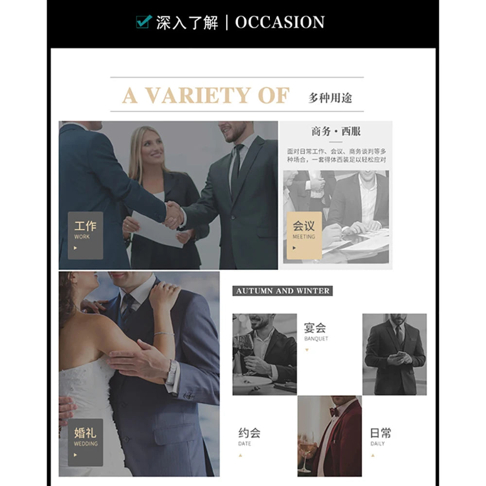 Men's Formal Fit Single breasted Elegant man suit Customized  Casual Business Office Jacket Set of Two Comfortable