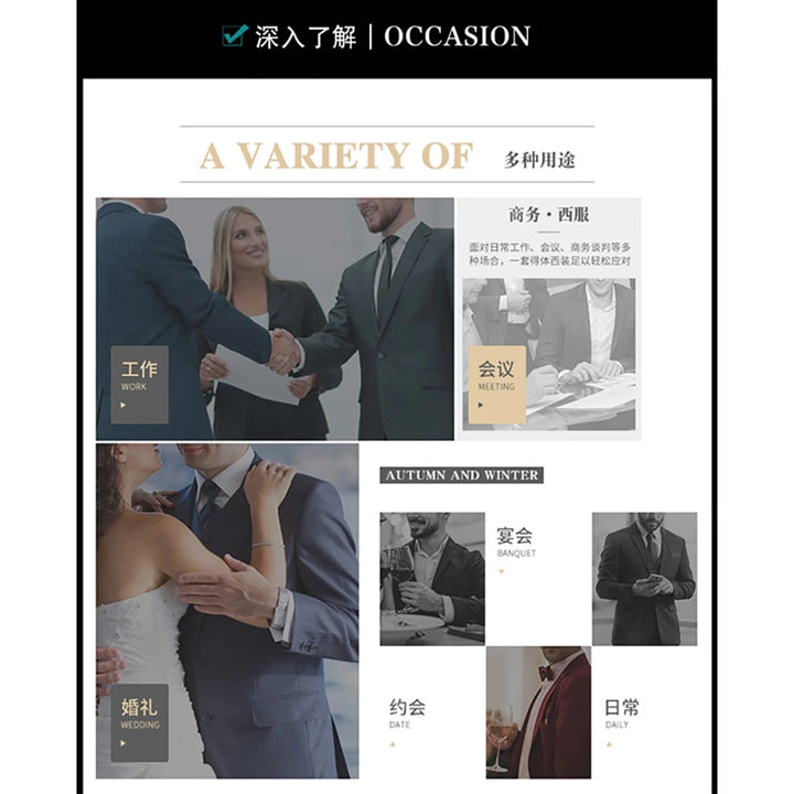 Men's Formal Fit Single breasted Elegant man suit Customized  Casual Business Office Jacket Set of Two Comfortable