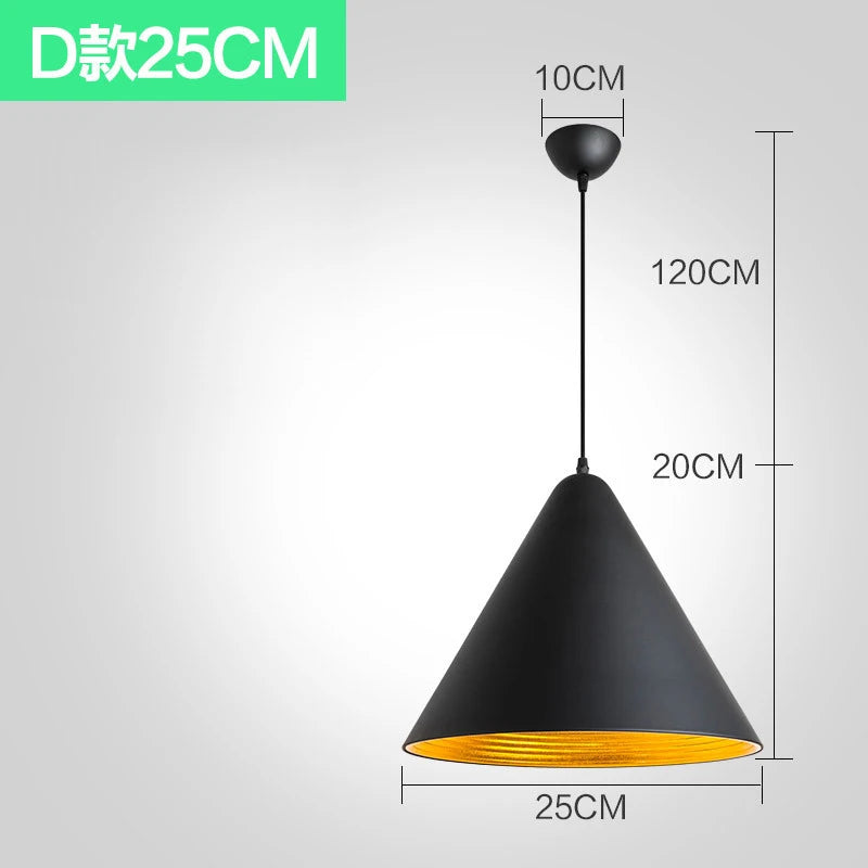 Nordic Retro Industrial Black Ceiling Pendant Lamp E27 for Restaurant Dining Table Bar Decorative Lighting Fixture