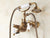 Vintage Retro Antique Brass Double Ceramic Handles Wall Mounted Claw Foot Bathroom Tub Faucet Mixer Tap With Handshower mtf152