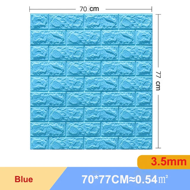 10Pcs Self-Adhesive 3D Wall Sticker DIY Brick Stickers Home Kids Room Kitchen Ceiling Decor No Odor No Pollution Wallpaper 70X77