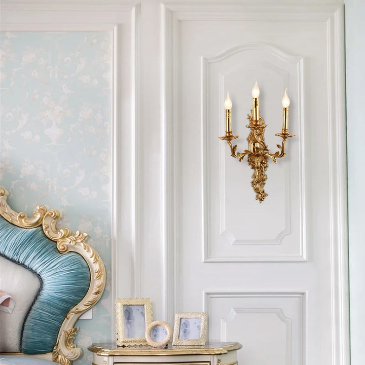 Baroque Unique Wall Lamps Indoor Wall Light for Hallway Art Deco Sconce Brass Gold Living Room Bedside Candle E14