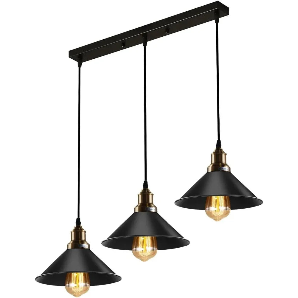 JOYINLED Industrial Chandelier Vintage Retro Black Pendant Light Shade Loft Iron Umbrella Kitchen Bar Hanging Ceiling Light