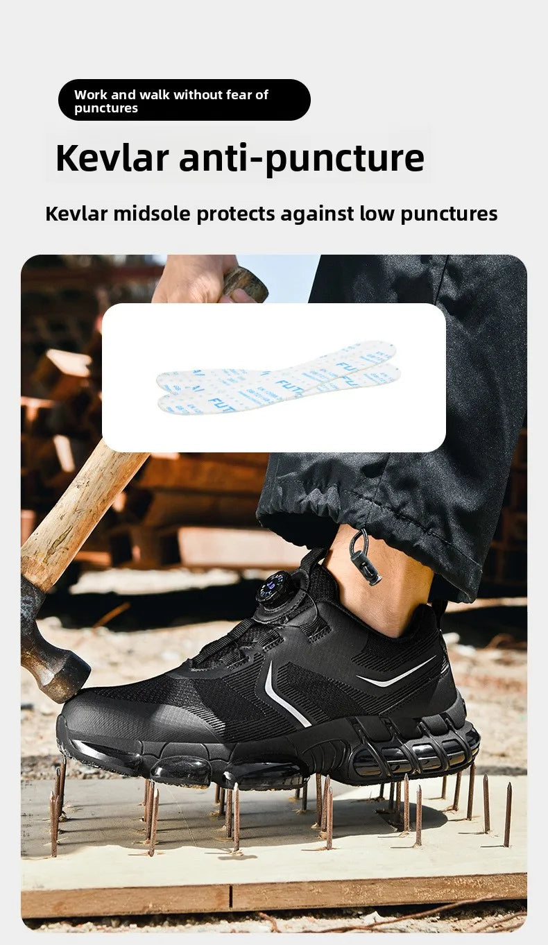 Trendy Steel Toe Shoes Men's Women's Extra Large Size Labor Protection Shoes Anti-impact Lightweight Thick Bottom