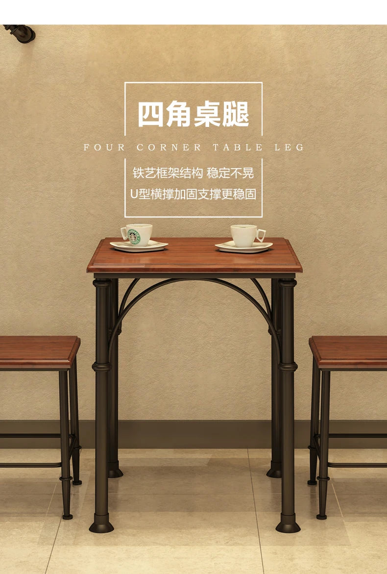 GY60 Industrial Wooden and Iron Dining Set, Creative Water Pipe Table, , Rustic Dining Furniture