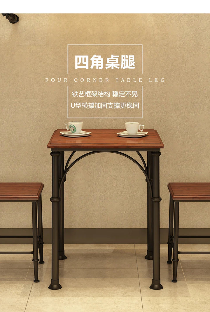 GY60 Industrial Wooden and Iron Dining Set, Creative Water Pipe Table, , Rustic Dining Furniture
