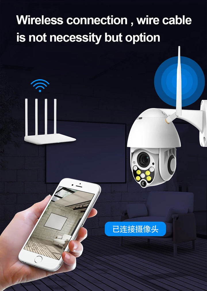 YCC365 Plus WIFI Camera Wireless Outdoor IP Security Protection Two Way Audio 1080P PTZ Tilt Speed Dome Surveillance CCTV Camera