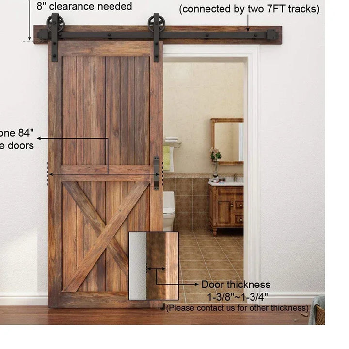 Sliding Barn Door Hardware Hanger Tracks Set, Kitchen Track Kit, Track System, Carbon Steel