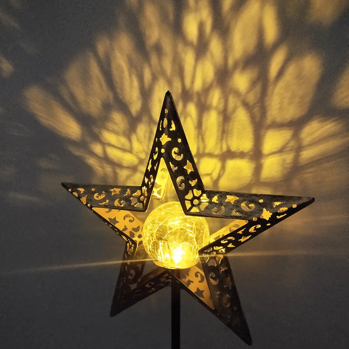 Solar Outdoor Garden Moon Lights Waterproof  LED Metal Fairy Landscape Light Perfect for Pathway and Yard Decor Antique Wrought