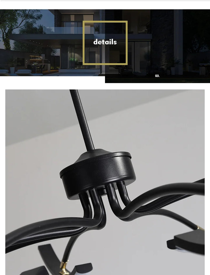 NEO Gleam Black/Gold DIY Modern led Chandelier bedroom study Living Room Suspension luminaire Hanging Chandeliers